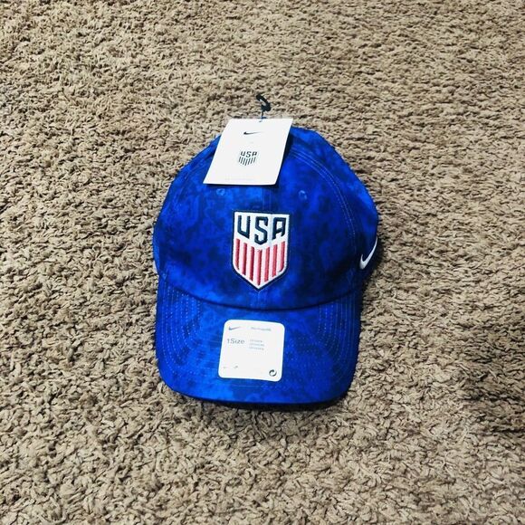 New Nike Heritage '86 Team USA Men's Baseball Hat Cap World Cup Soccer Blue Camo - Picture 1 of 4
